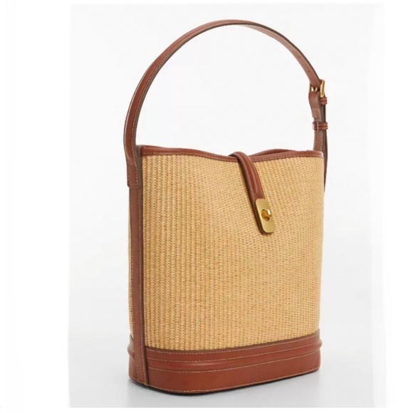 Mango Handbags - Mango Raffia-Effect Bucket Purse IDAURA NWT